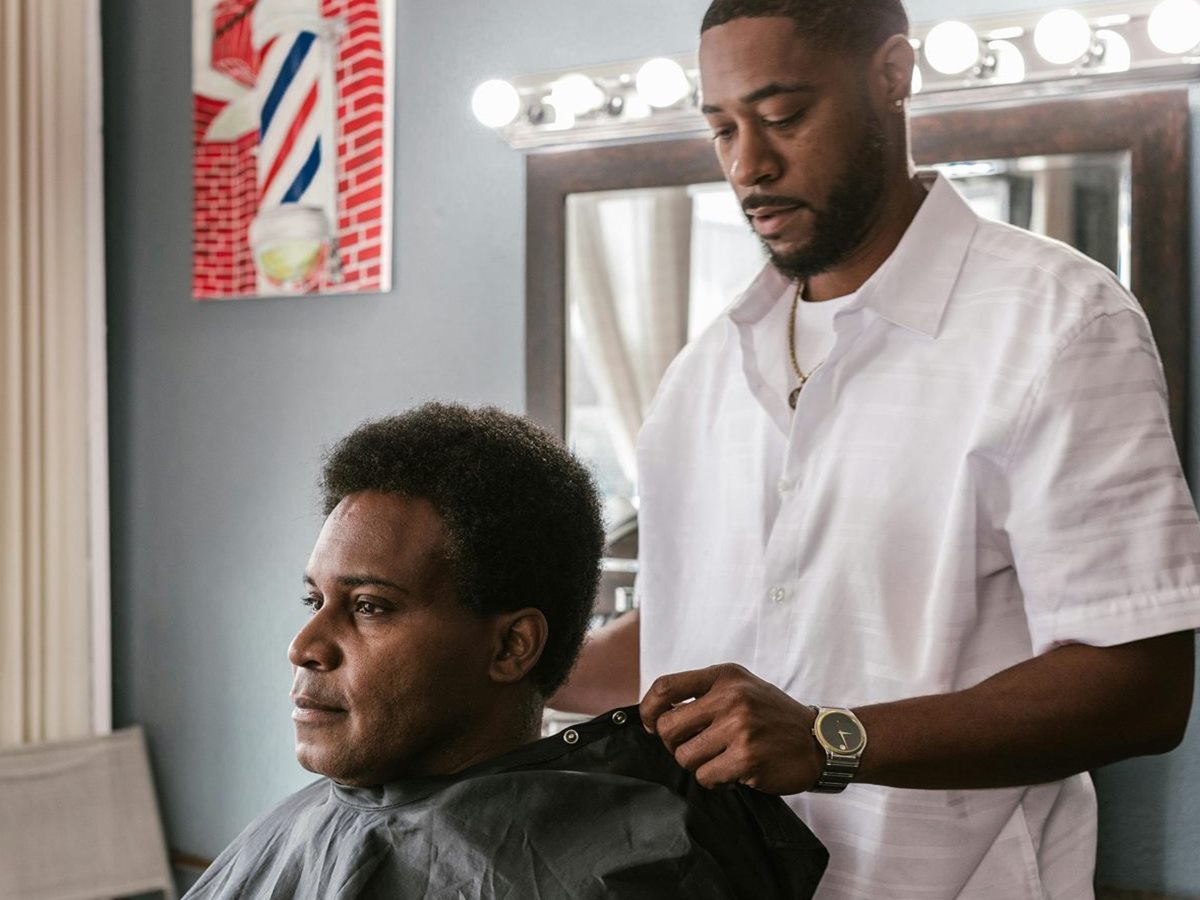 Barber service in progress